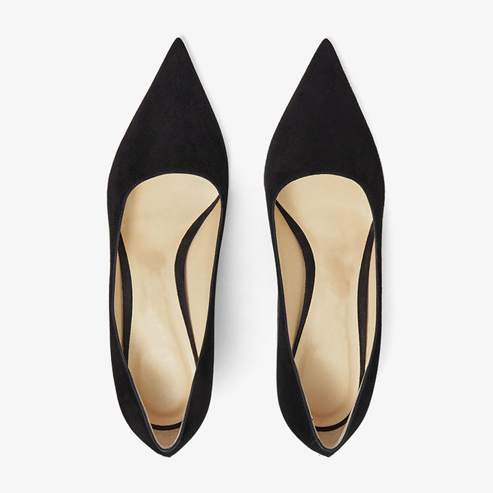 Elegant Black Suede Pointed-Toe Heels - Arno Conti Shoe