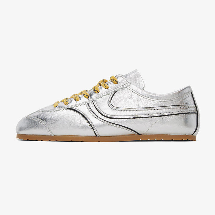 Silver Metallic Low-Top Sneakers - Arno Conti Shoe