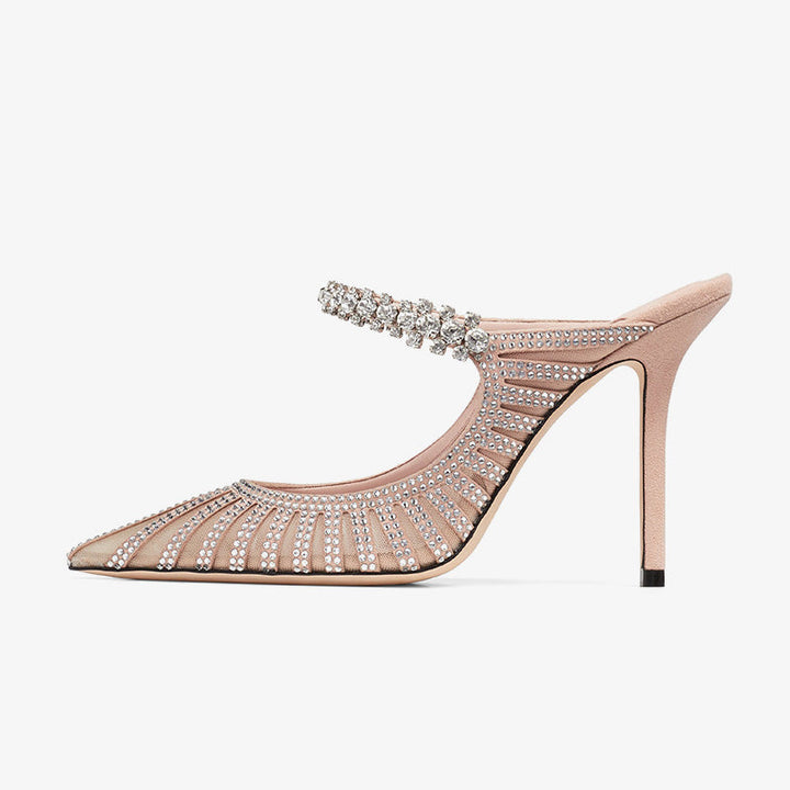 Crystal-Embellished Satin Slingback Pumps - Arno Conti Shoe