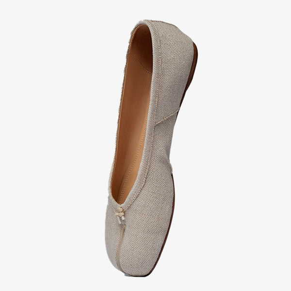 Textured linen Ballerinas with Handmade Folds