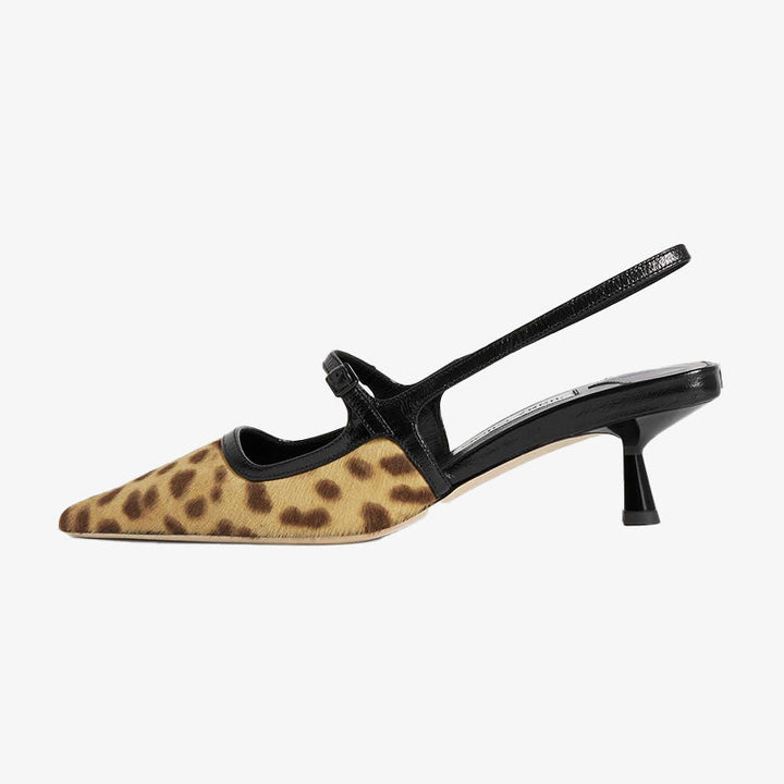 Leopard-Print Calf Hair Slingback Pumps - Arno Conti Shoe