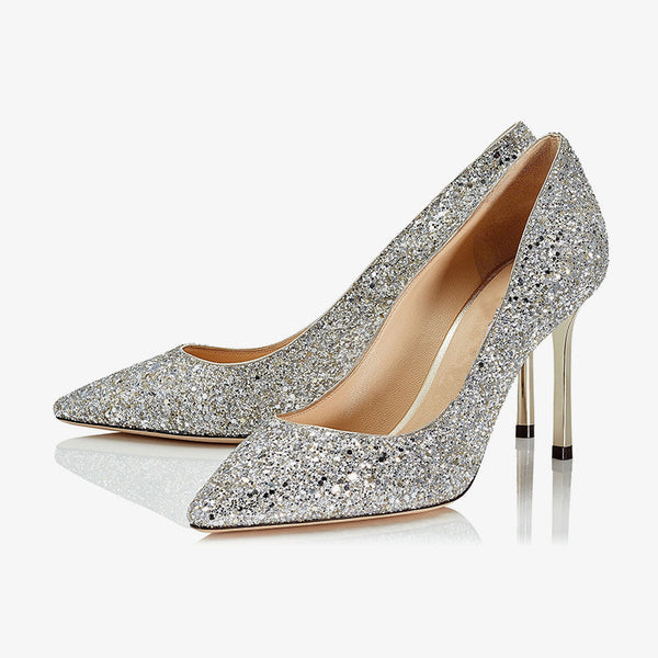 Champagne Glitter Evening Heels - Arno Conti Shoe