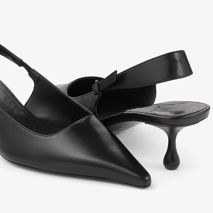 Slingback Leather Vamp Pumps - Arno Conti Shoe