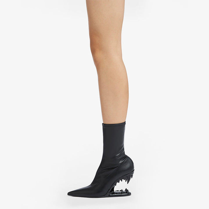 Black Faux Nappa Stretch Ankle Boots - Arno Conti Shoe