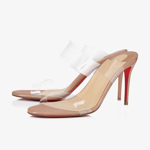 Elegant Blush PVC Mule Heels