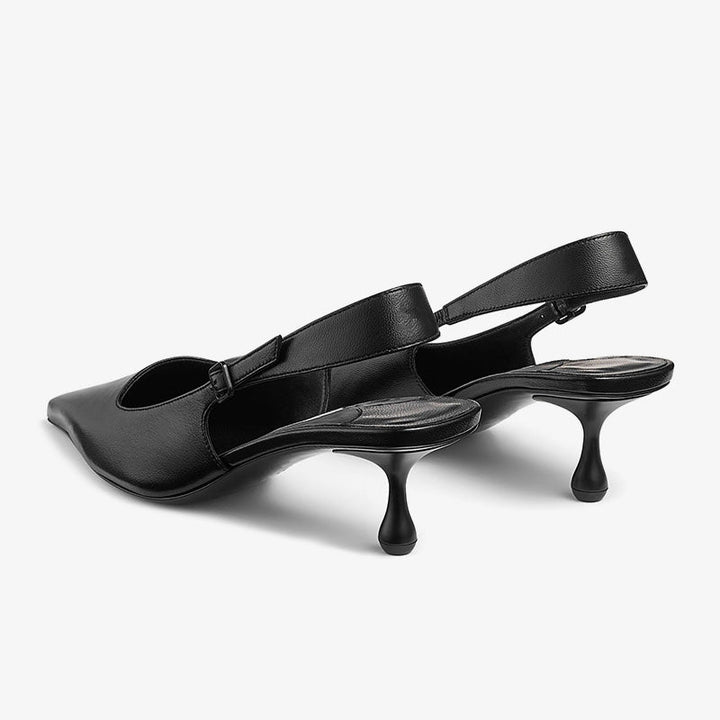 Slingback Leather Vamp Pumps - Arno Conti Shoe