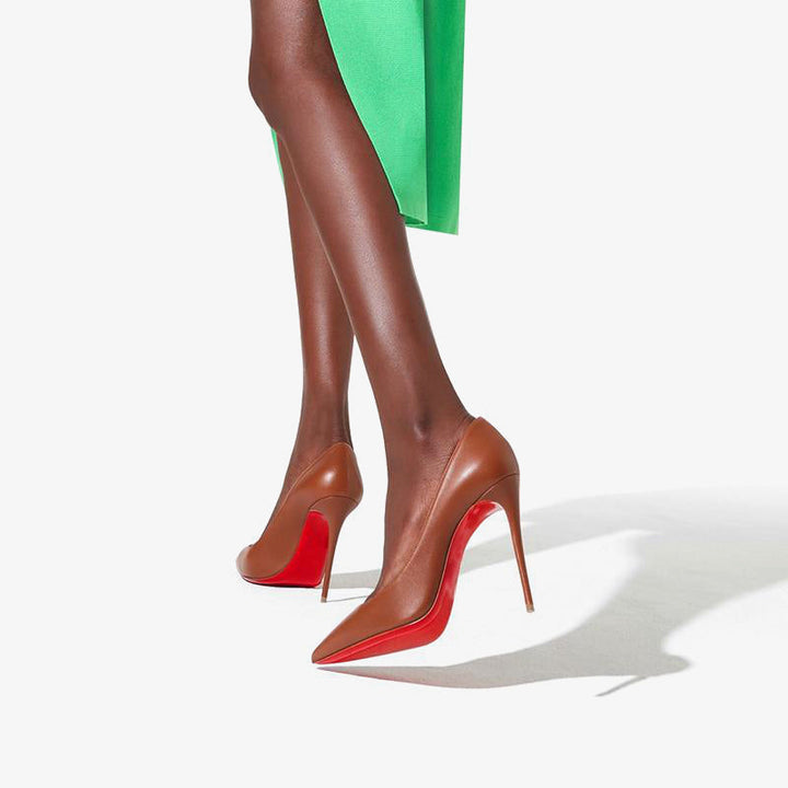 Soft Shiny Nude Leather Stiletto Pumps - ARNO CONTI