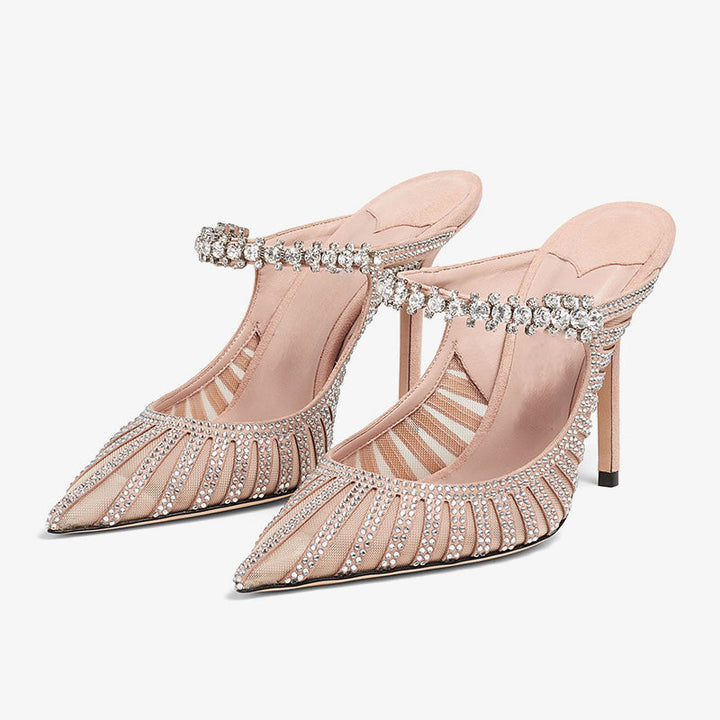 Crystal-Embellished Satin Slingback Pumps - Arno Conti Shoe