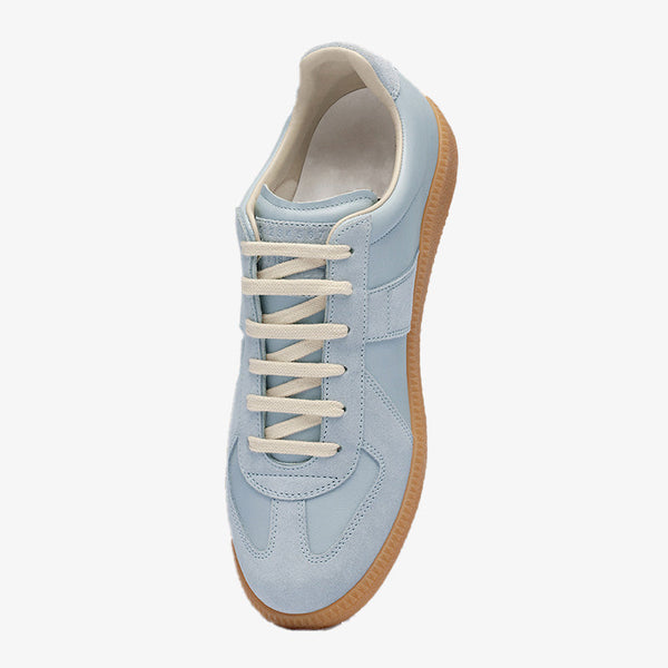 Blue Leather and Suede Sneakers