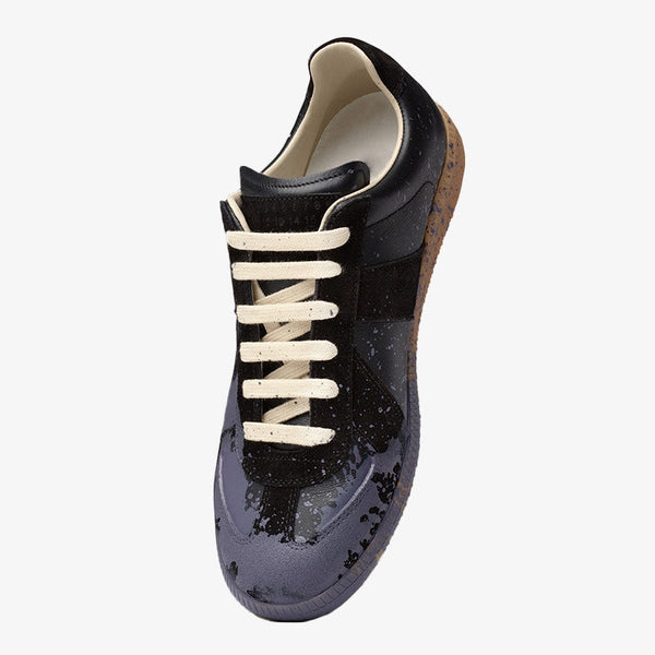 Dark Color Blocking Paint Splash Sneakers