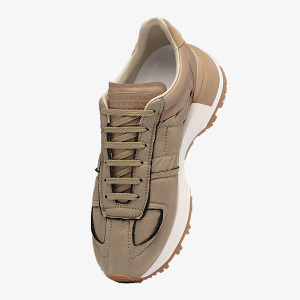 Khaki nylon Sneakers with Layered Sole