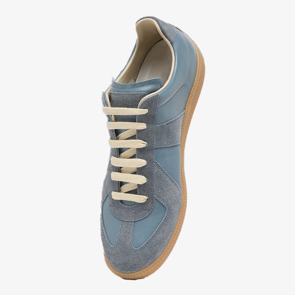 Iconic Blue Leather and Suede Sneakers