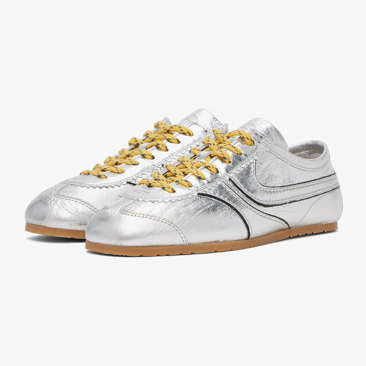 Silver Metallic Low-Top Sneakers - Arno Conti Shoe