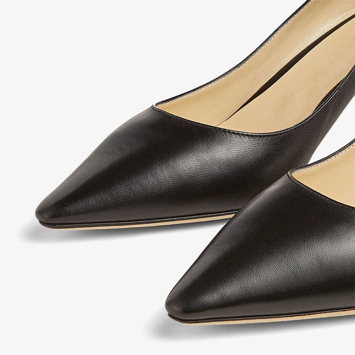 Black Calf Leather Classic Pumps - Arno Conti Shoe