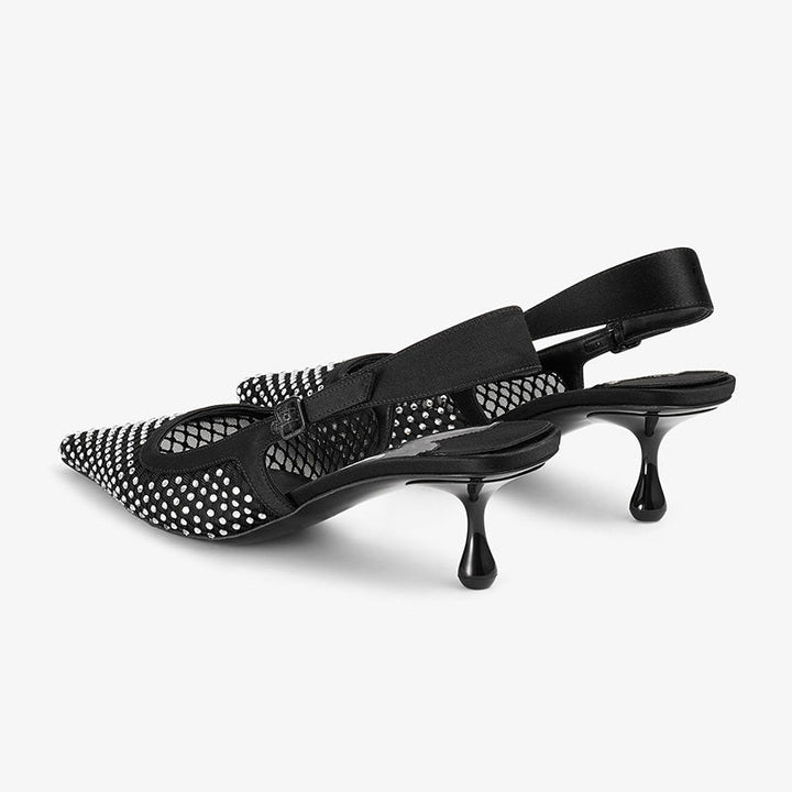 Crystal-Embellished Slingback Pumps - Arno Conti Shoe