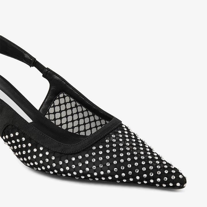 Crystal-Embellished Slingback Pumps - Arno Conti Shoe