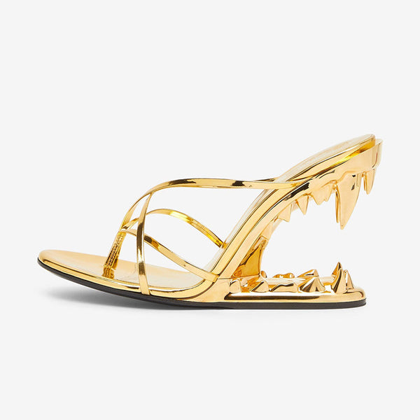 Mirror Heel Sandals – Gold - Arno Conti Shoe
