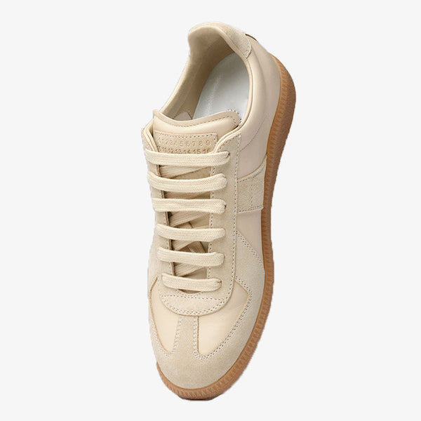 Beige Leather with Suede Sneakers