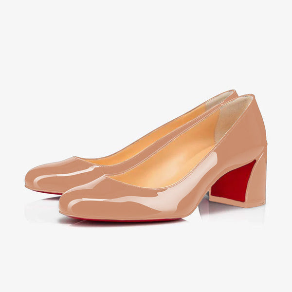 Blush Leather Open Toe Pumps