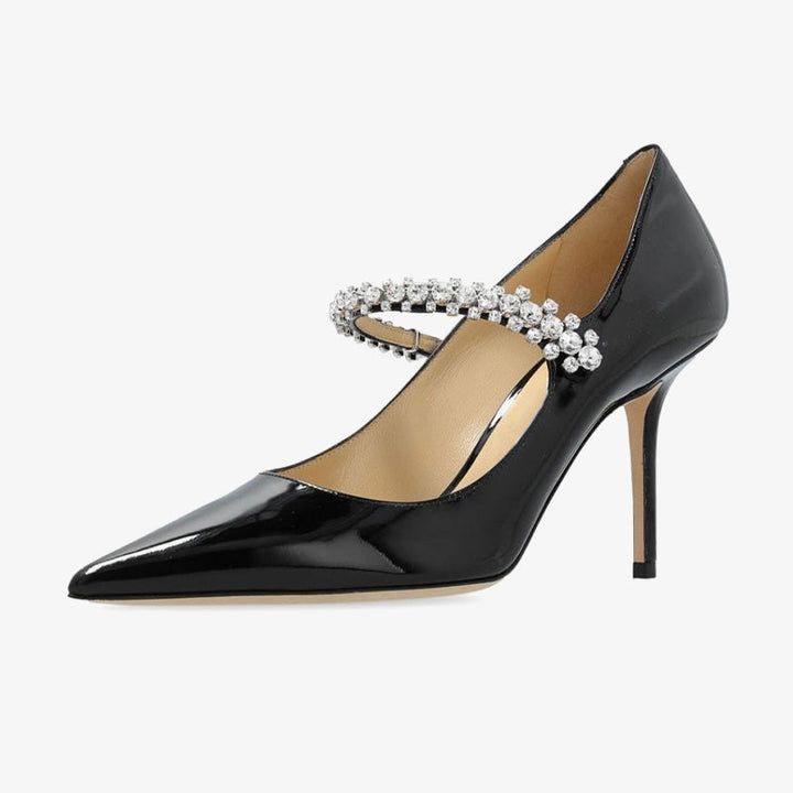 Black Patent Bead Accents Pumps - Arno Conti Shoe