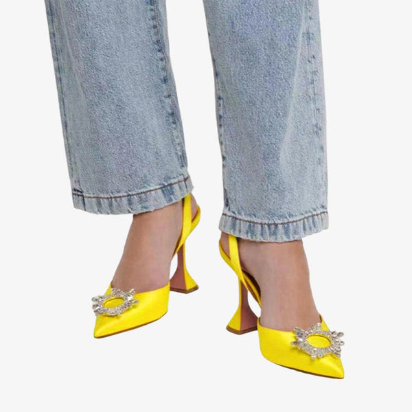 Golden Crystal Slingback Pumps