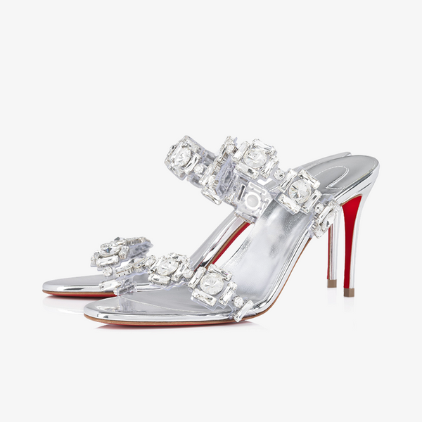 Elegant Silver Calf Leather Sandal