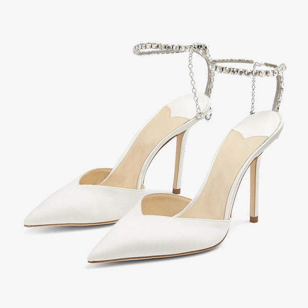 Leather Pumps with Dripping Crystal Detailing - Arno Conti Shoe