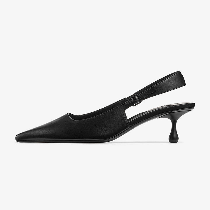 Slingback Leather Vamp Pumps - Arno Conti Shoe