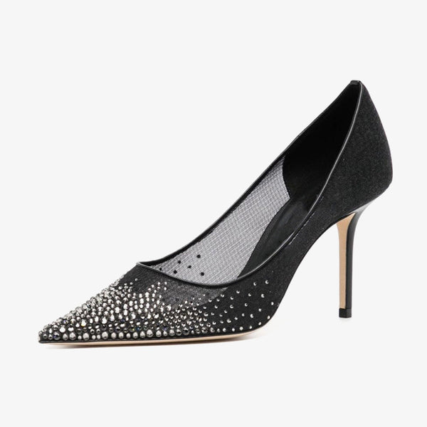 Crystal-Embellished Mesh Pumps - Arno Conti Shoe