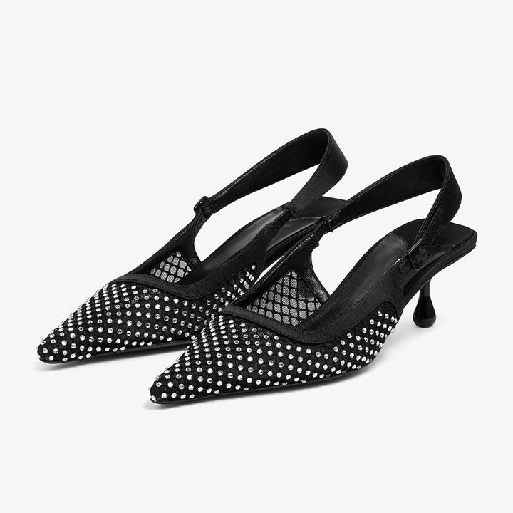 Crystal-Embellished Slingback Pumps - Arno Conti Shoe