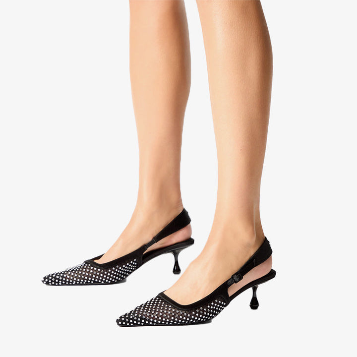 Crystal-Embellished Slingback Pumps - Arno Conti Shoe