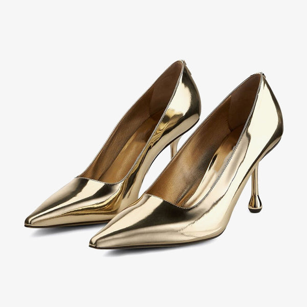 Radiant Gold Patent Leather Pumps - Arno Conti Shoe