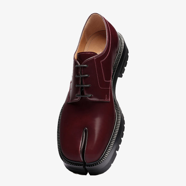 Brownish-Red Leather Derby Shoes Unisex