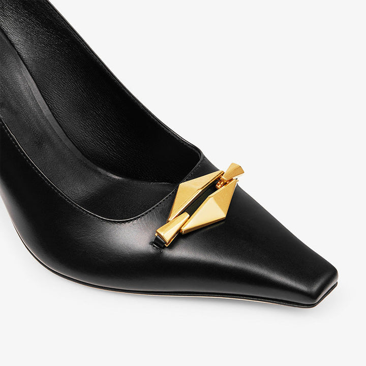 Gold Medallion Leather Pumps - Arno Conti Shoe