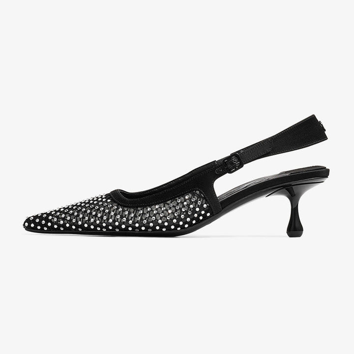 Crystal-Embellished Slingback Pumps - Arno Conti Shoe