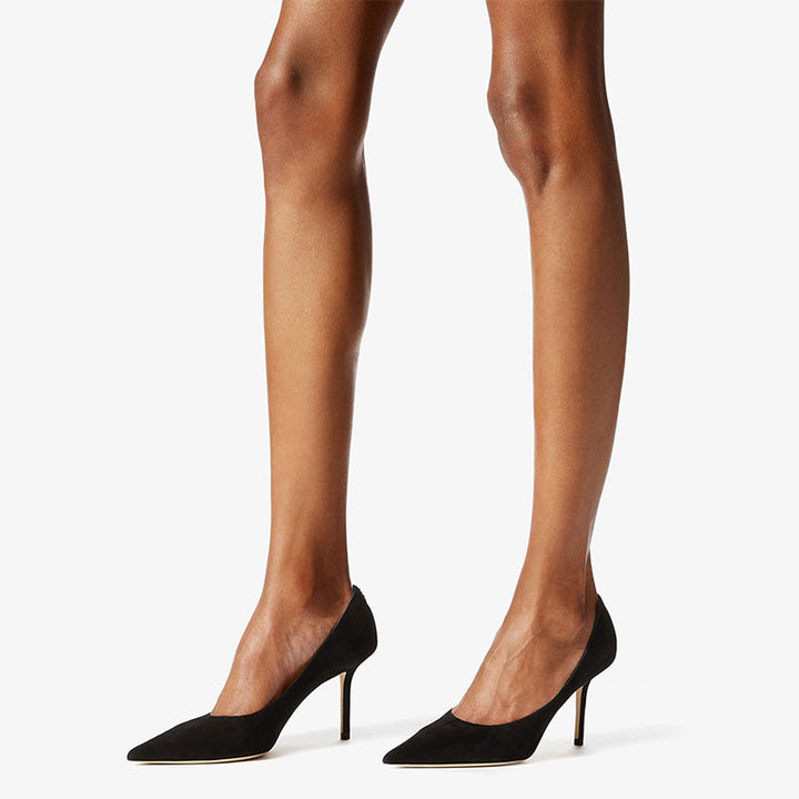 Elegant Black Suede Pointed-Toe Heels - Arno Conti Shoe
