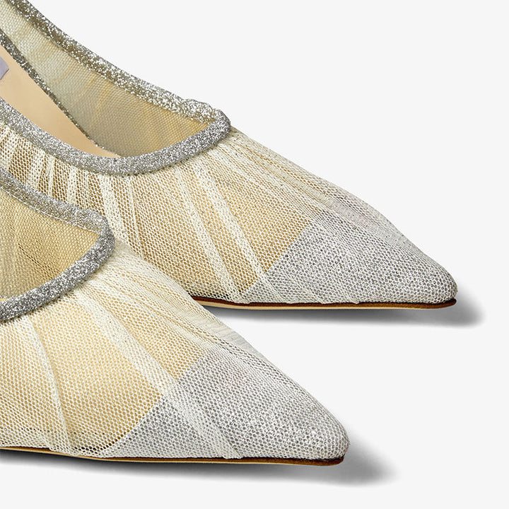 Grey Glitter Tulle Pointed-Toe Heels - Arno Conti Shoe