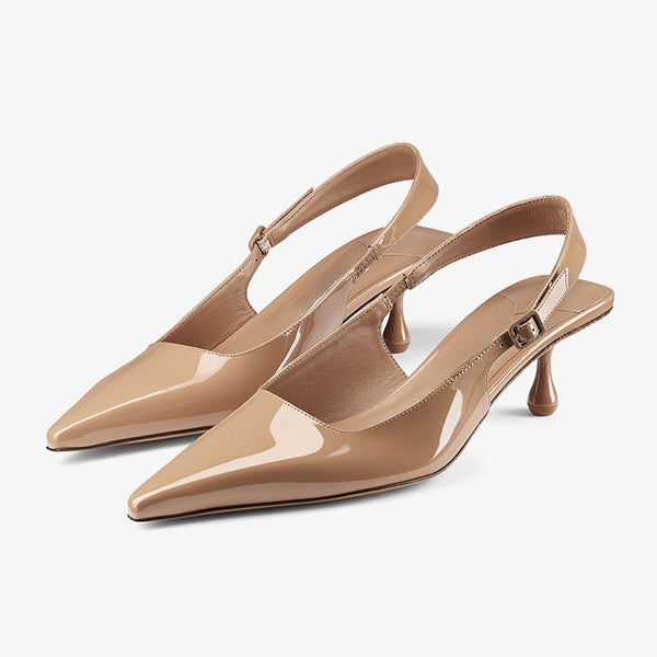 Sleek Patent Leather Slingback Pumps