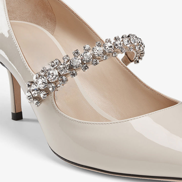 Crystal-Embellished Patent Leather Pumps - Arno Conti Shoe