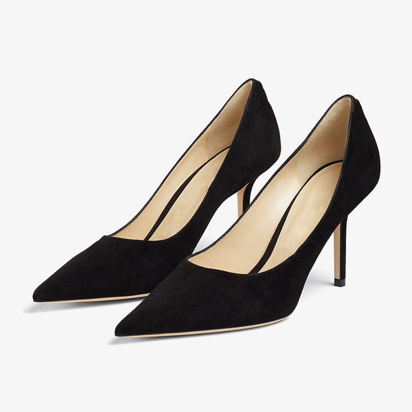 Elegant Black Suede Pointed-Toe Heels - Arno Conti Shoe