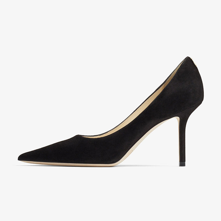 Elegant Black Suede Pointed-Toe Heels - Arno Conti Shoe