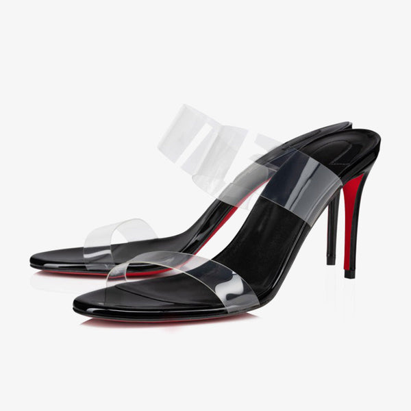 Chic Black PVC Mule Heels