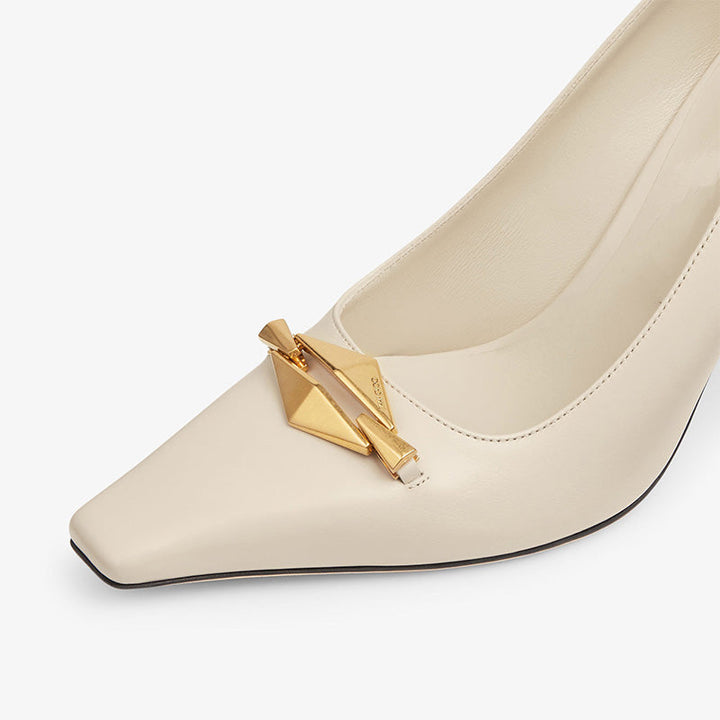 Creme Mental Symbol Stiletto Pumps - Arno Conti Shoe