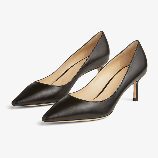 Black Calf Leather Classic Pumps - Arno Conti Shoe