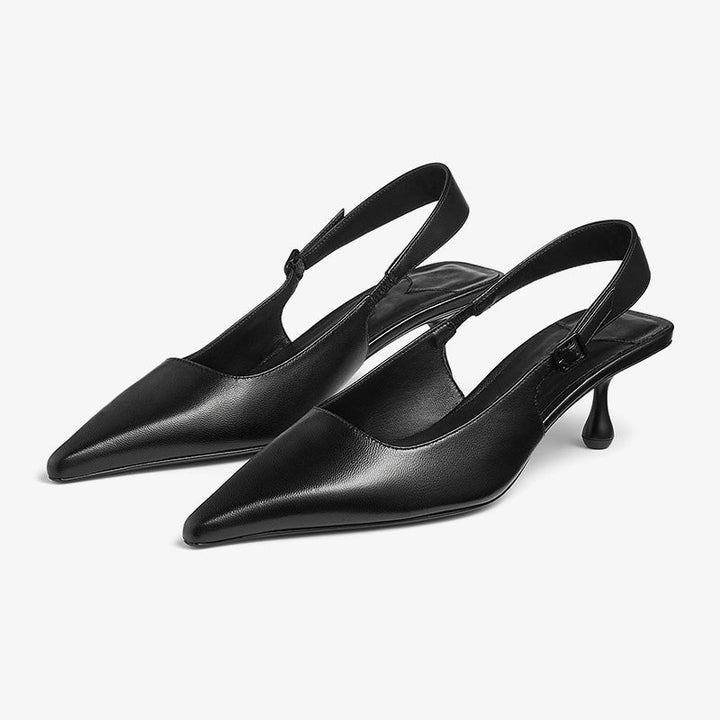 Slingback Leather Vamp Pumps - Arno Conti Shoe