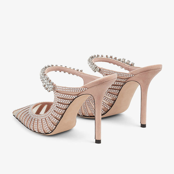 Crystal-Embellished Satin Slingback Pumps - Arno Conti Shoe