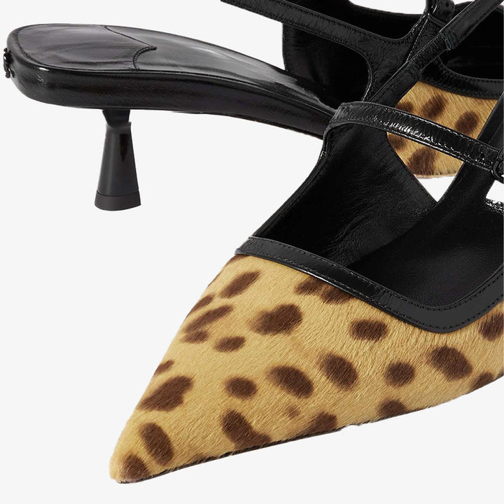 Leopard-Print Calf Hair Slingback Pumps - Arno Conti Shoe
