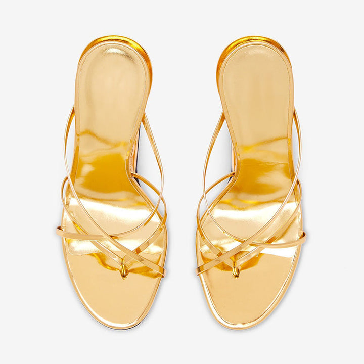 Mirror Heel Sandals – Gold - Arno Conti Shoe