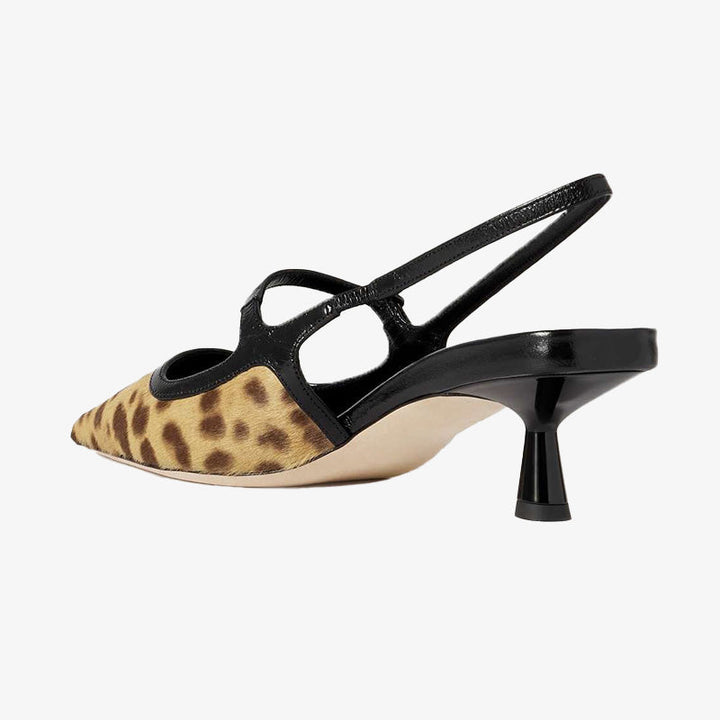 Leopard-Print Calf Hair Slingback Pumps - Arno Conti Shoe