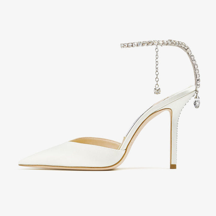 Leather Pumps with Dripping Crystal Detailing - Arno Conti Shoe